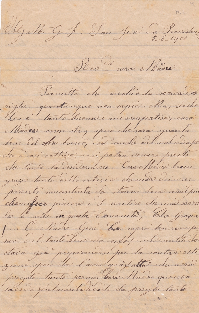 Lettera del 5 giugno 1900 recto