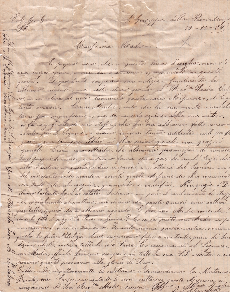 Lettera del 13 novembre 1899 recto
