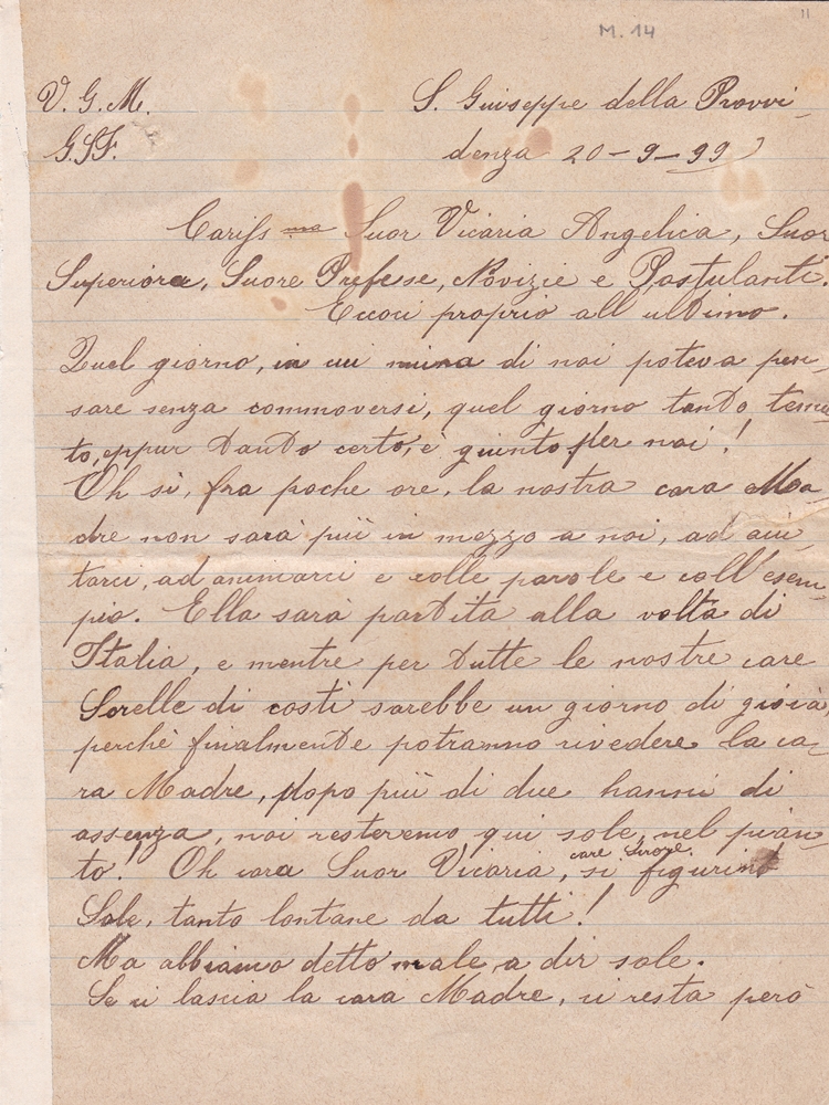 Lettera del 20 settembre 1899 1^ parte