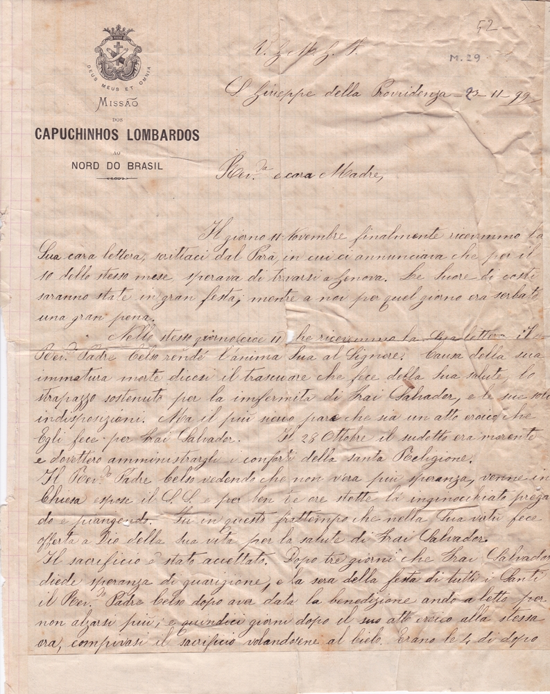 Lettera del 23 novembre 1899 recto